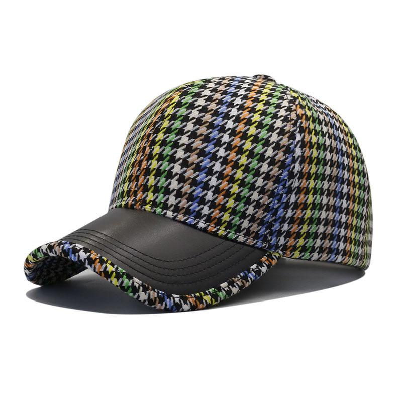 Fashion color thousand bird grid hard top baseball cap women's spring and autumn new personalized splicing cap men's trend