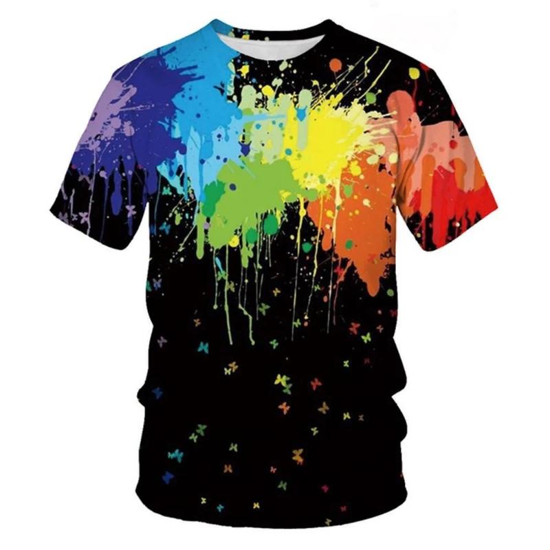 Summer Tie Dye T-Shirts Graffiti Paint 3D Print Kids Clothing Short Sleeve Girls Clothes Harajuku Children's T-Shirt Boy Tops
