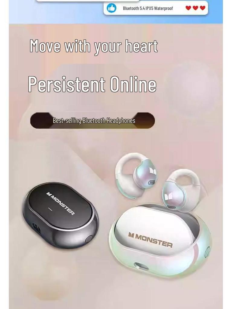 Monster AC600 Waterproof Bluetooth Sports Bone Conduction Clip-On Headphones