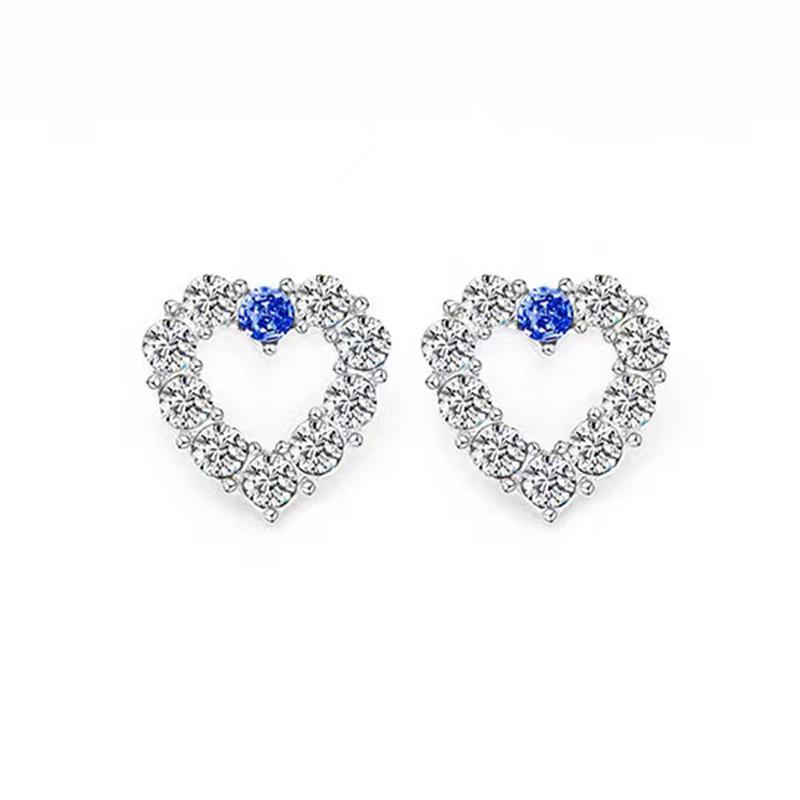 Flower Zircon Earrings, Pearl Studs, Ladies' Heart-shaped Geometric Set with Zirconia Gemstone Accessories Earrings
