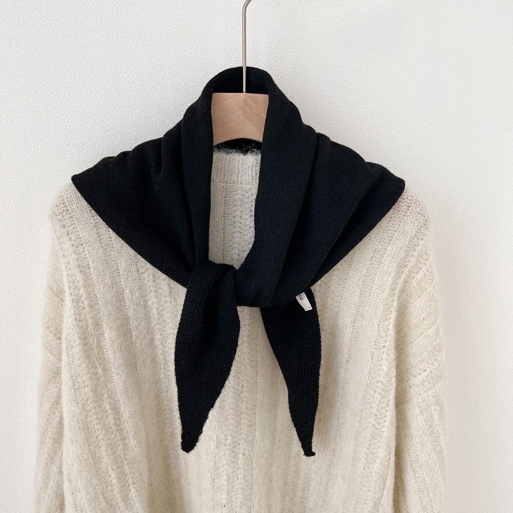 Solid Color Knitted Triangle Scarf Striped Cross Neckerchief Sweet Cross Scarves Autumn Winter