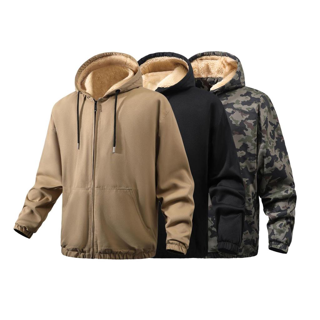 European & American Men's Thick Fleece Hoodie - OZON Hooded Loose Jacket, Baseball Style