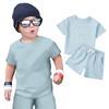 Kids' Solid Color Set - Short Sleeve & Shorts 2-Piece Outfit