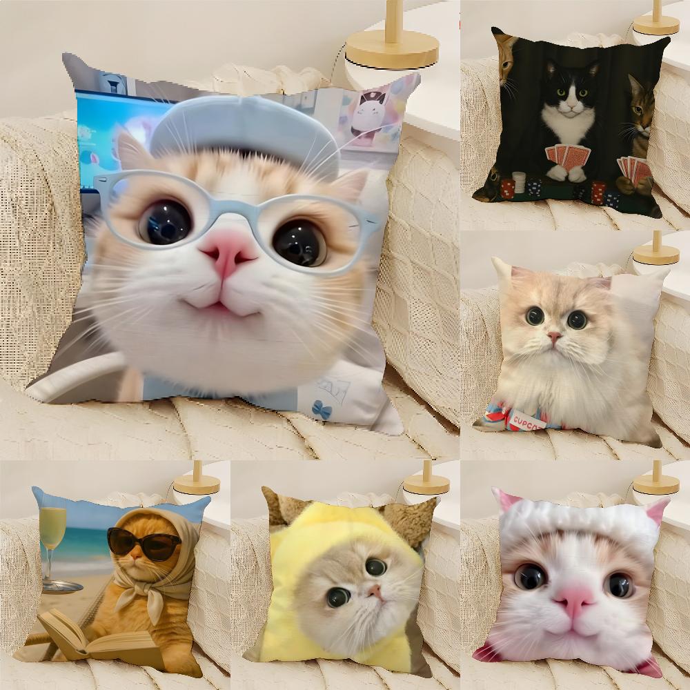 Cute Funny Internet Meme Cat 1 Pillow Case Linen Cushion Covers For Decorative Sofa Home Pillows Case Car Chair Pillows Cases