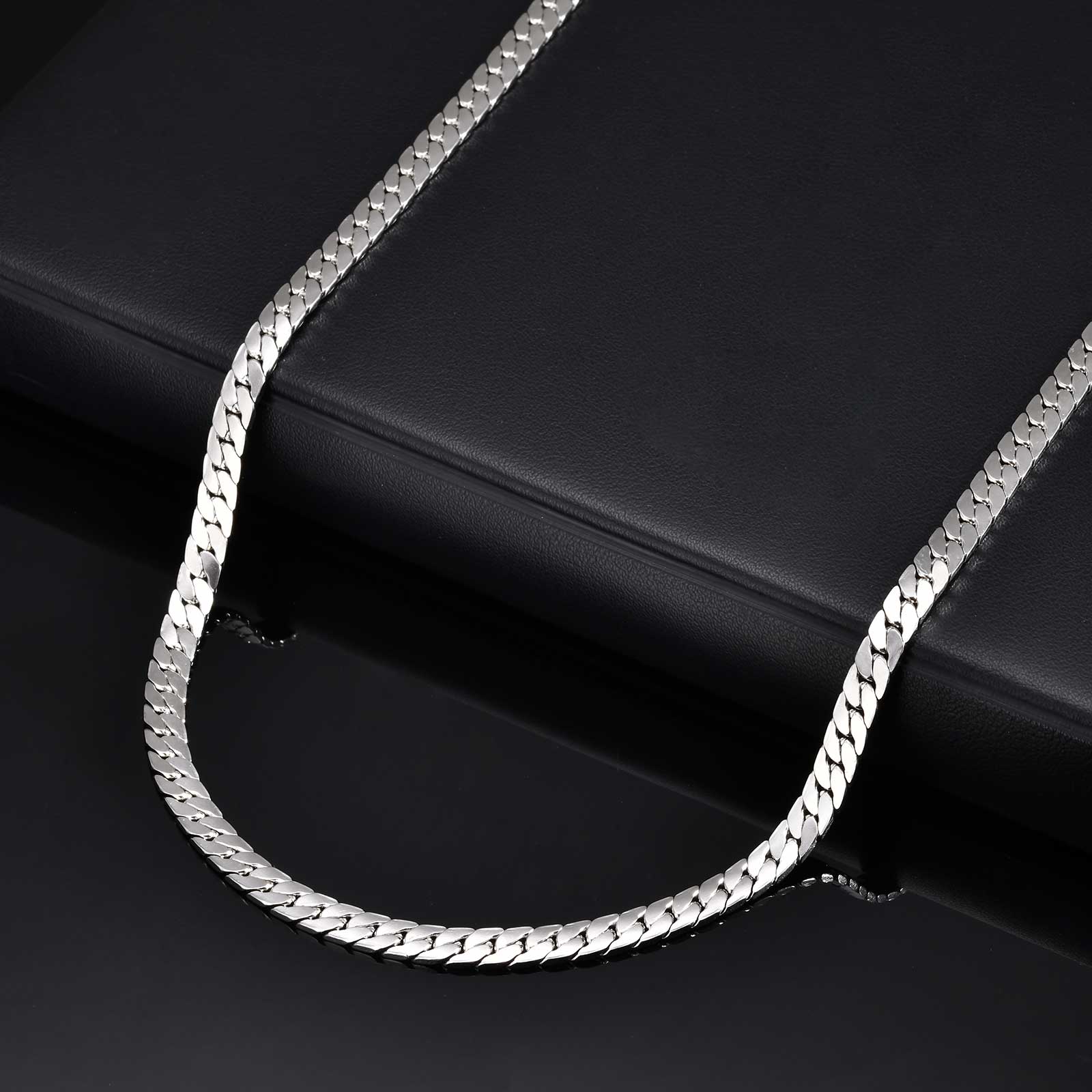 

Stainless Steel Cuban Chain Necklace for Men 6mm Chain Punk Minimalist Necklace Hip Hop Waterproof Jewelry Gift 50/55cm 50cm-55cm серебряный
