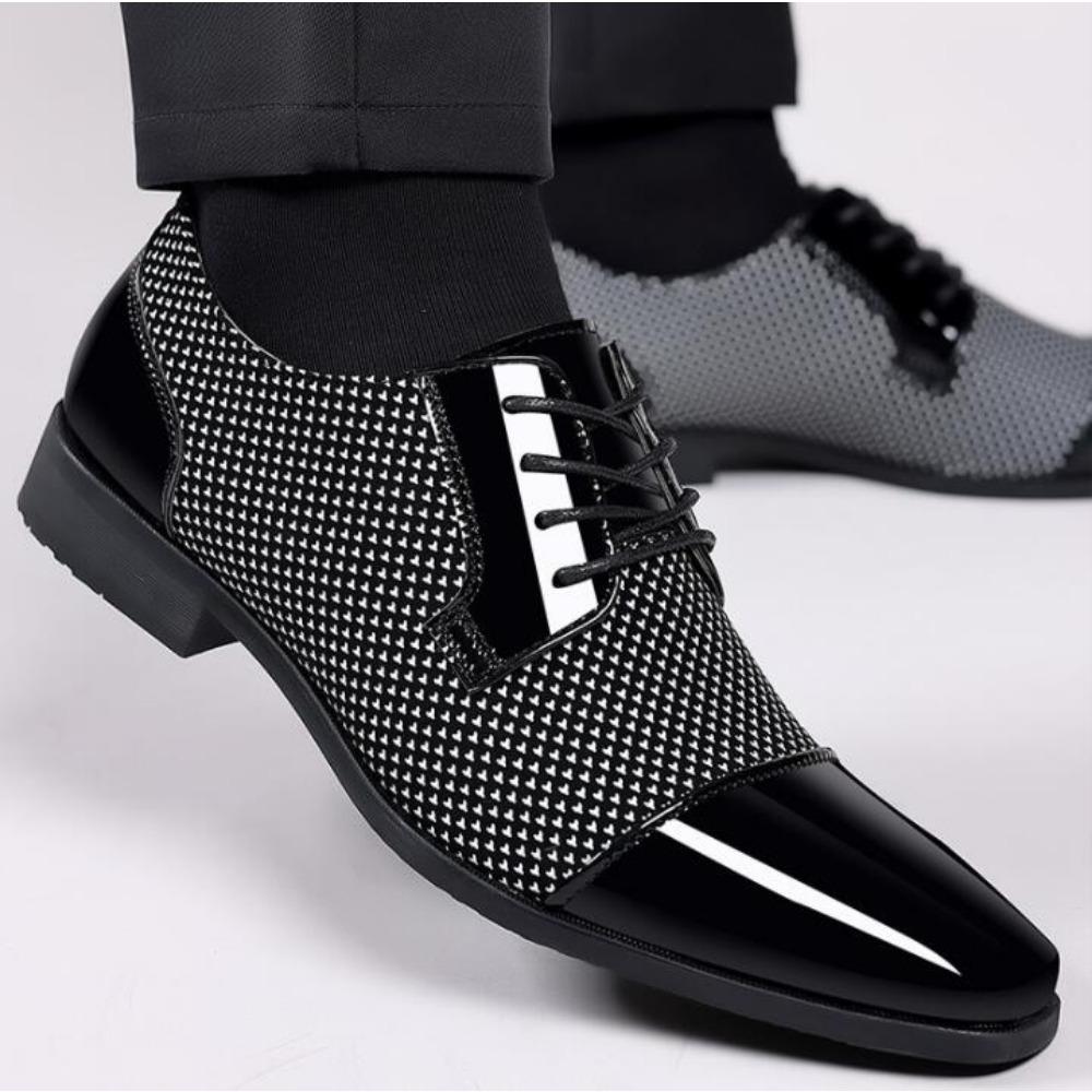 Leather Shoes Men Luxury Business Oxford  Breathable Patent Leather Formal Shoes Plus Size Man Office Wedding Flats Male Black