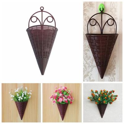 Home Decoration Hanging Flower Basket Durable Art Rattan Wall Hanging
