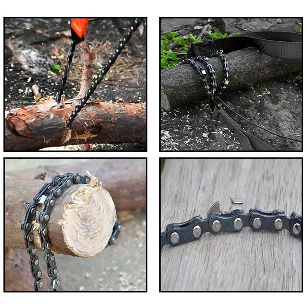 24 Inch Pocket Chain Rope Saw,Portable Hand Saw,With Sharp Teeth Blades for Survival Gear Camping Hunting Tree Cutting.