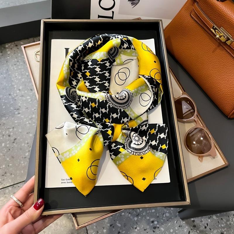 Satin high-end tied hair long silk scarf headband elegant and simple versatile hair band headband streamer hair accessories women's tied bag