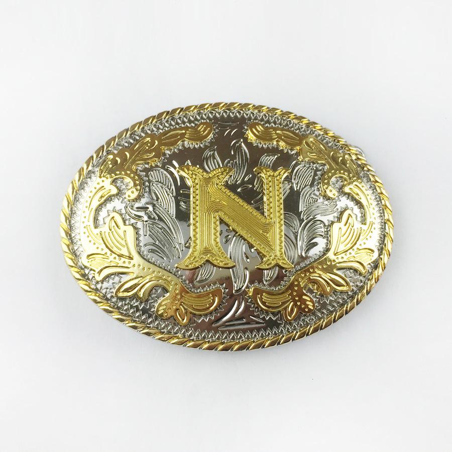 J Letter Gilded Belt Buckle with White K Gold Inlay Pattern - Fashionable Casual Style