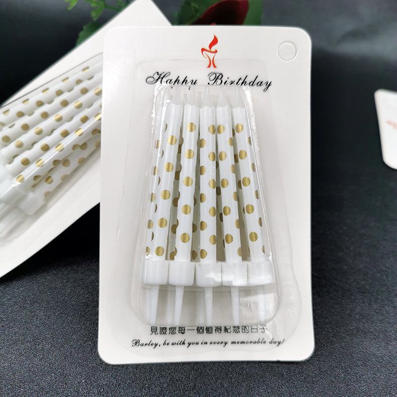 Children's Birthday Party Candles Romantic Golden Silver Polka Dots Candles Creative Cartoon Printing Polka Dots Birthday Candles
