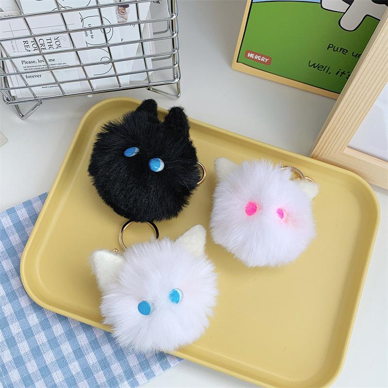 The Same Blush Cat Ball with High Appearance Handmade Plush Pendant Girl's Heart Schoolbag Cute Keychain