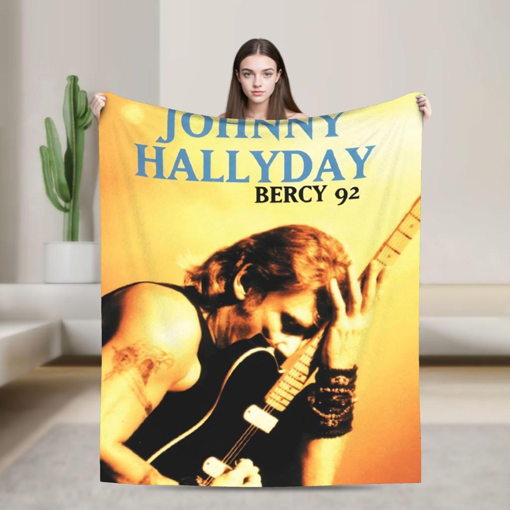 Rock Star Johnny Hallyday Blanket Quality Warm  Bedding Throws Winter Decorative Couch Chair Pattern Bedspread