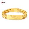 European American Retro Punk Style Personalized Fashion Stainless Steel Design Feather Plated Gold Bracelet Men
