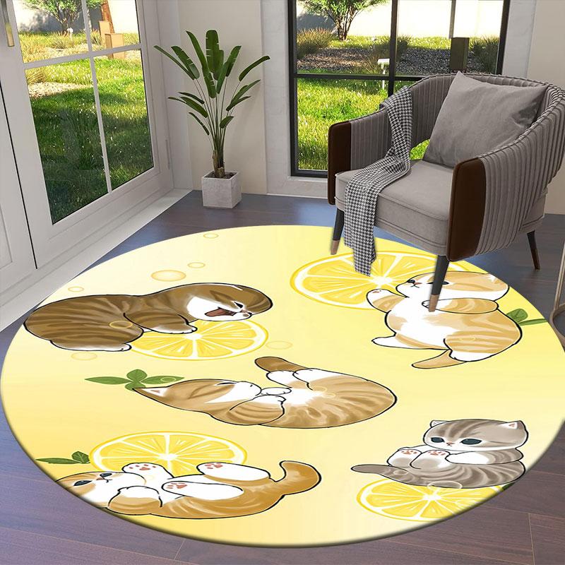 Mofusand Round Area Rug,Carpet Rug for Living Room Bedroom Sofa Playroom Decor,Non-slip Floor Mat