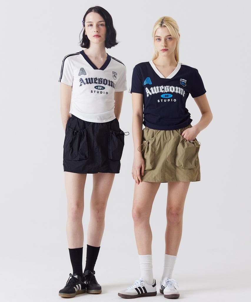 AWESOME STUDIO Nylon Cargo Mini Skirt Light Khaki