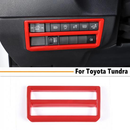 Fit For Toyota Tundra -2025 ABS Red Head Light Lamp Switch Cover Trim Bezel