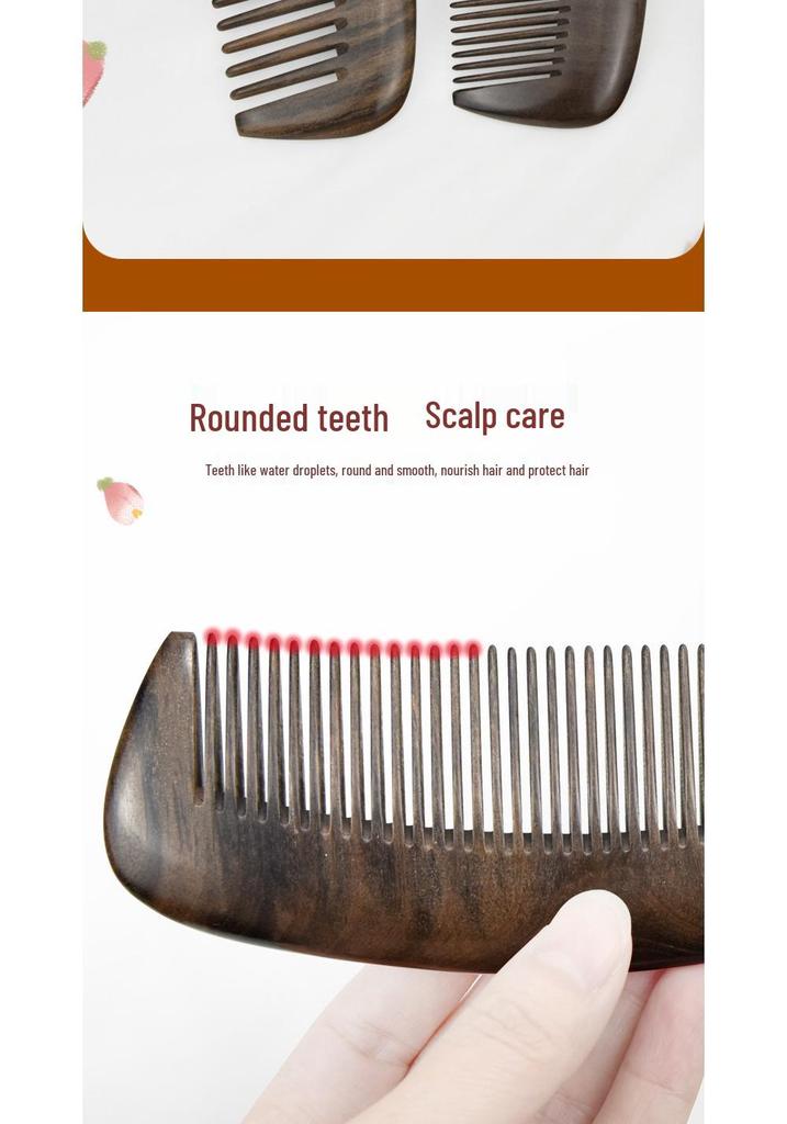 Moon-Shaped Solid Wood Comb for Men and Women – Deep Precious Treasure, Home Daily Use, Engraved Design