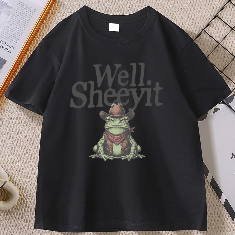 Well Sheeyit Country Western Frog TShirt Vintage Western Toad Tshirt Adult Humor Short Sleeve T Shirts Funny Graphic Tshirts