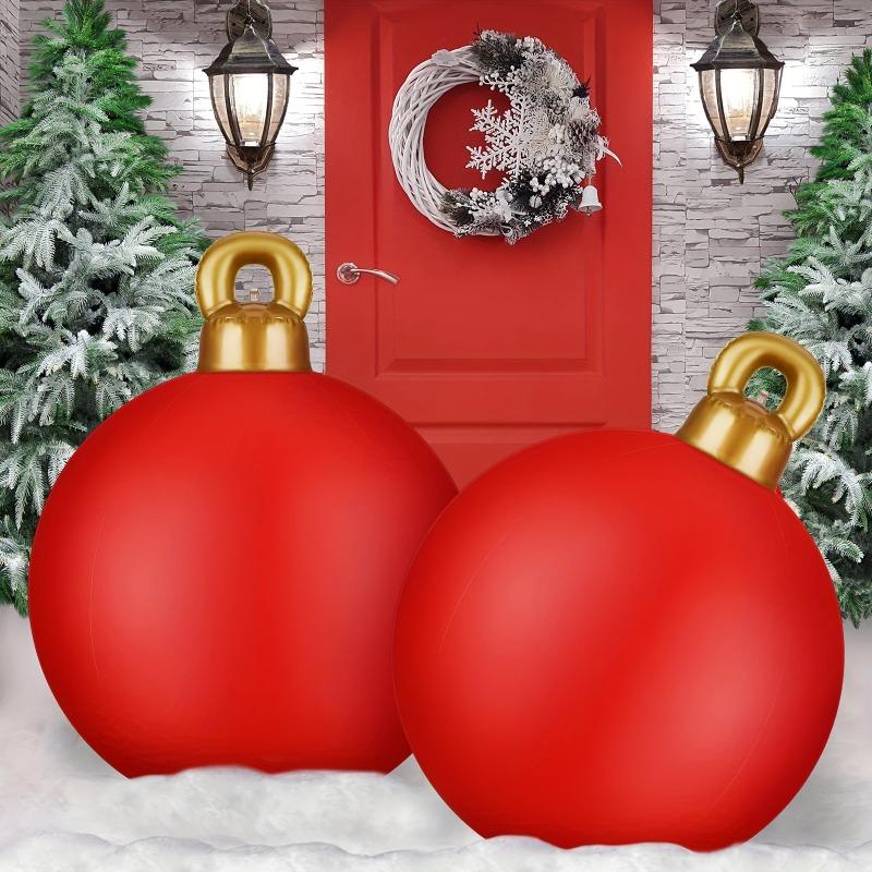 

2pcs/set Giant Inflatable Christmas 24-inch Durable PVC Outdoor Blowing Ornaments Crafts Halloween Christmas Decorations 60x60x12cm