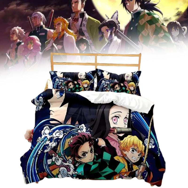 Demon Slayer Bedding Set With Fleece Fabric And Multisize Options For Cozy Sleep