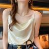 Womens Satin Vneck Tank Top With Solid Color And Soft Ribbed Fabric For Spring Summer Casual Wear