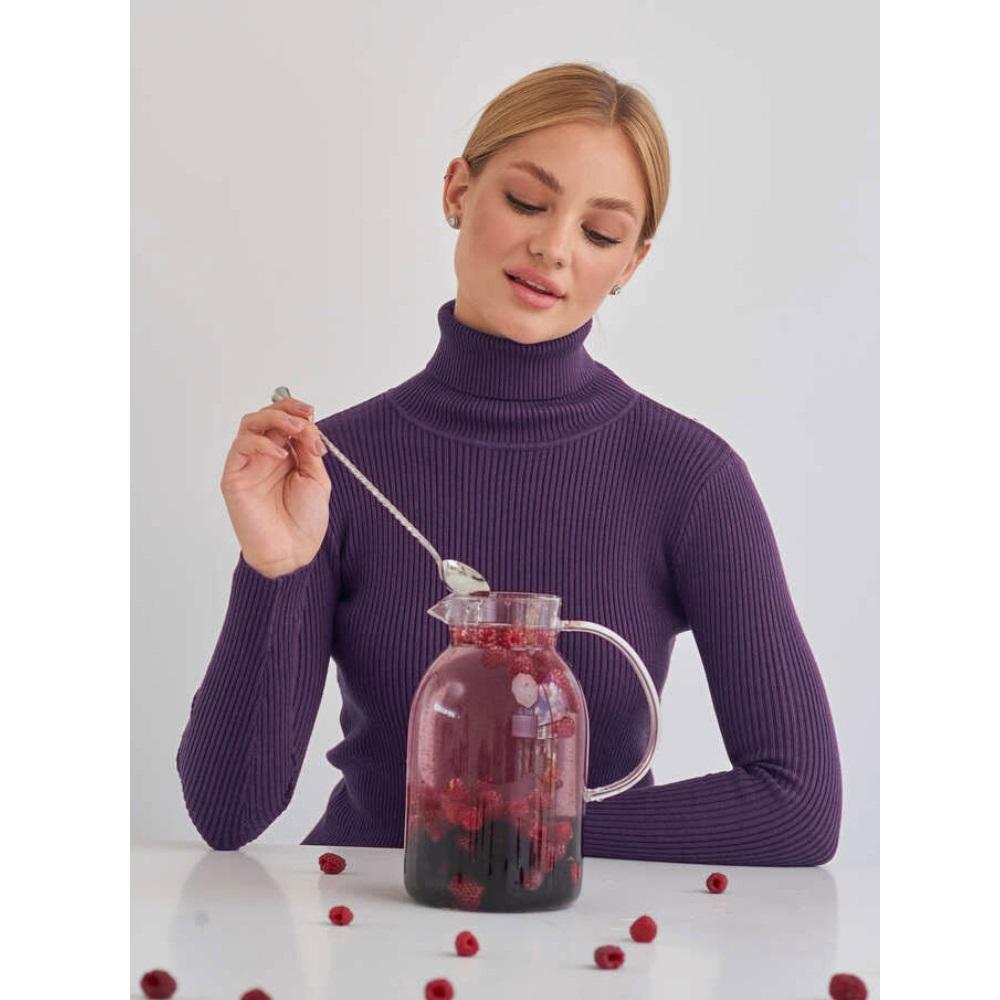 

Женский свитер с высоким воротником, вязаный нижний свитер, пуловер, свитер One Size темно-фиолетового