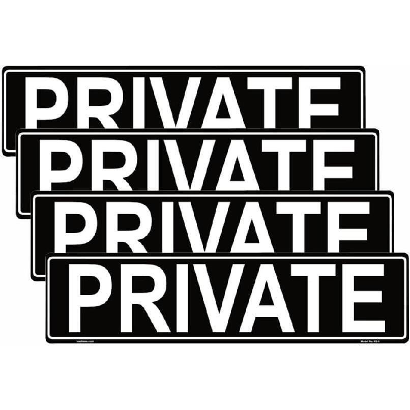 4 Pcs Private Sign Sticker Self Adhesive Vinyl Sticker(20 cm x 5 cm)