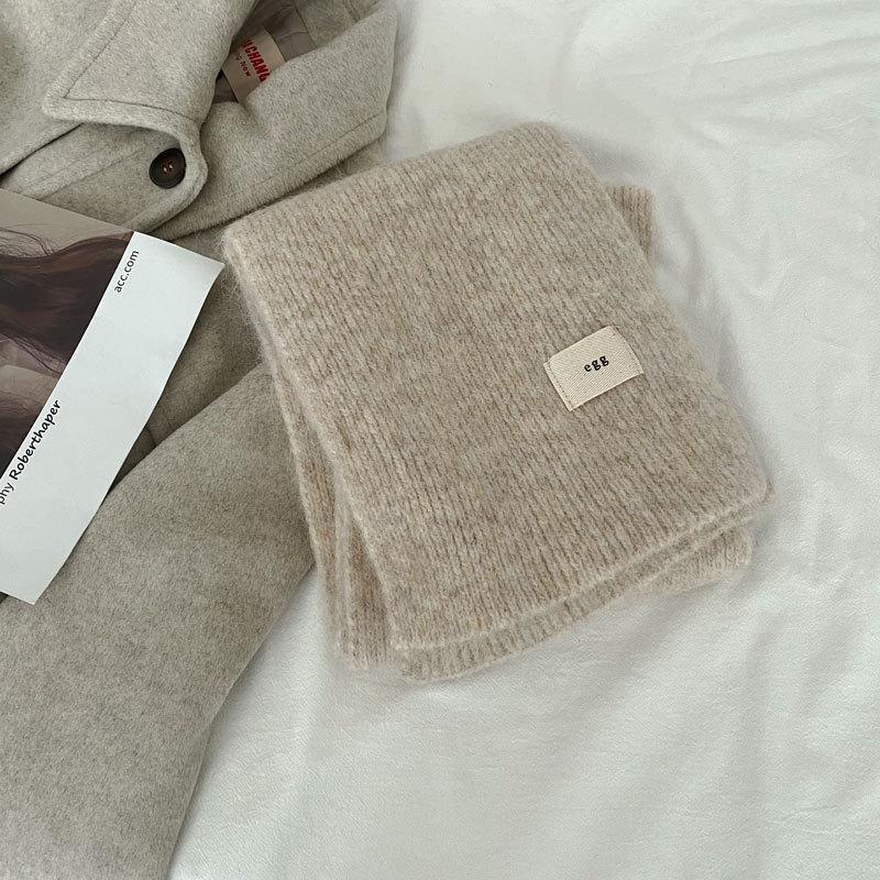 Winter Mohair Scarf Women Luxury Cashmere Scarves Thicken Warmer Soft Pashmina Shawls Wraps Female Pure Color Knitted Long Scarf