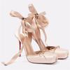 Chengdu leather-soled women's shoes fashion runway satin ribbon bag head waterproof table thin heel ballet bow sandals