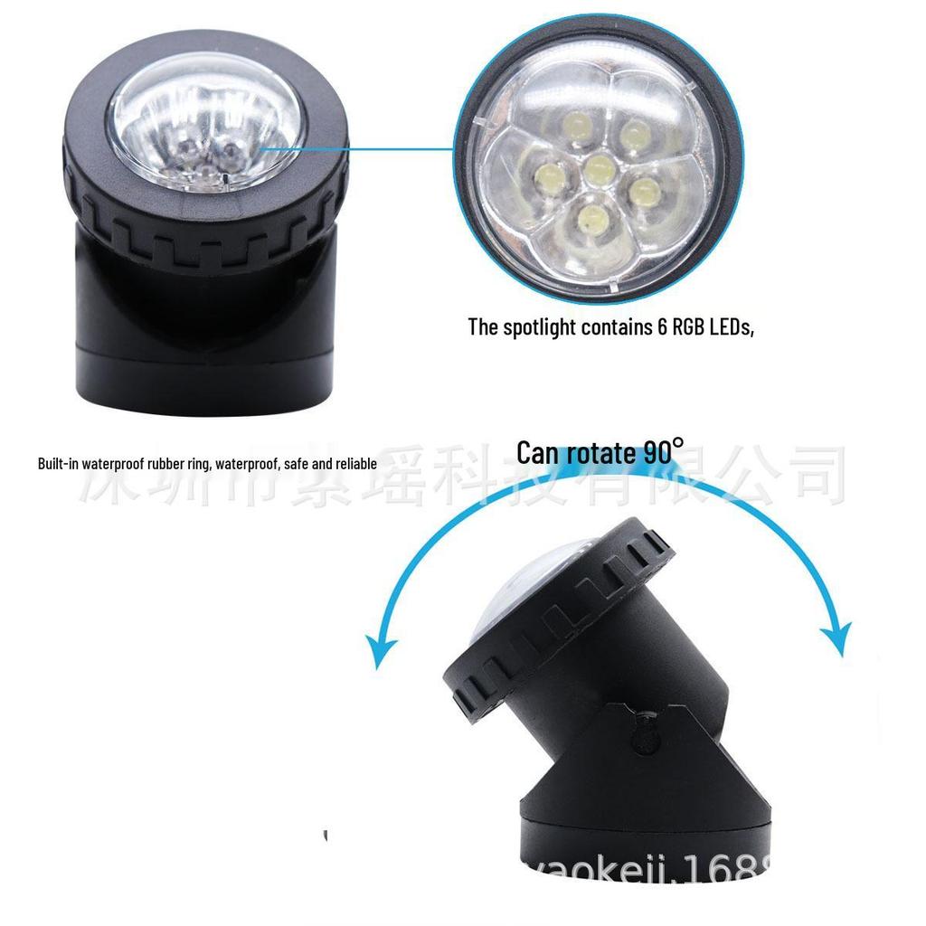 Five-Watt Underwater Solar Light: Large Low-Voltage, Energy-Saving, Five-Head Projector for Landscape and Fish Tank Lighting