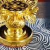 1PC Gold Temple Lotus Prayer Accessories Petal Candle Holder Sturdy Construction Buddhist Supplies Elegant