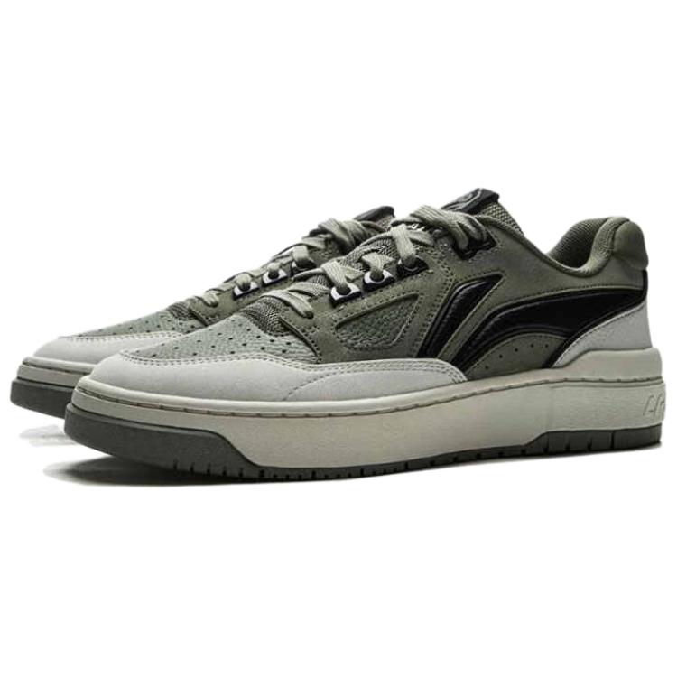 Li Ning Rising Stars Slip Resistant Cushioning Abrasion Resistant Low Top Skateboard Shoes Unisex Green Black ABCV007-5
