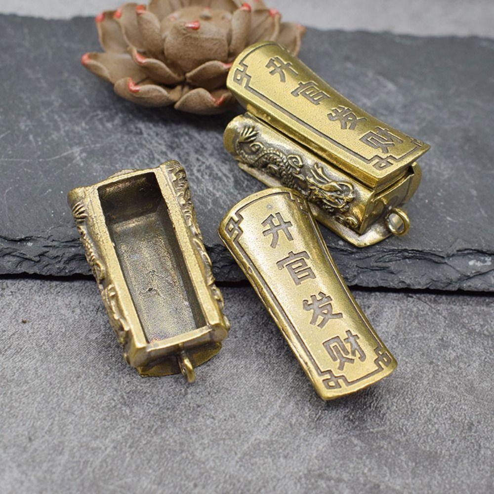 

Can be Opened Fortune With Handles Carving Crafts Coffin Pendant Pure Copper Key Chain Pendant S