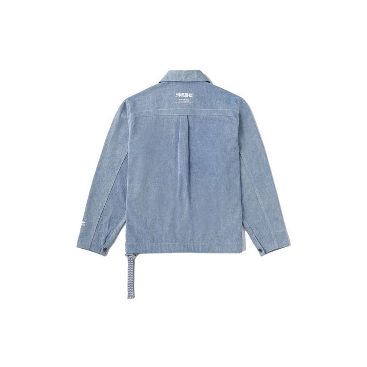 Li Ning X Disney Muppets Comet Collection Cartoon Print Washed Denim Jacket Men Jacket Light-Blue AJDR419-2