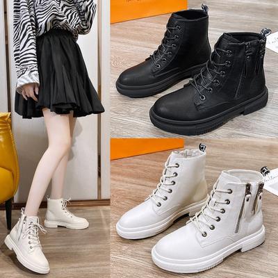 Winter Damen Warme Flacher Absatz Lässige Mode Arbeitsstiefel mit Samt High Top Lederschuhe Mittelhohe Stiefel, Modestiefel