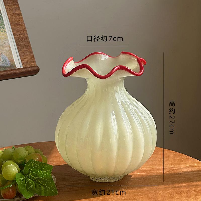 French Vintage Glass Vase Luxury Living Room Decor Fenton Floral Arrangement Centerpiece