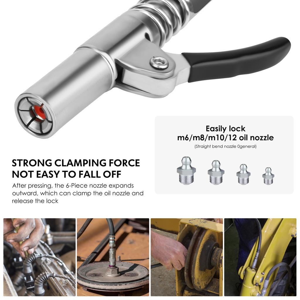 Cuplaj de grăsime îmbunătățit Cuplaj pentru pistol de grăsime cu eliberare rapidă de rezistență NPTI/8 10000PSI Două apăsări Ușor de împins