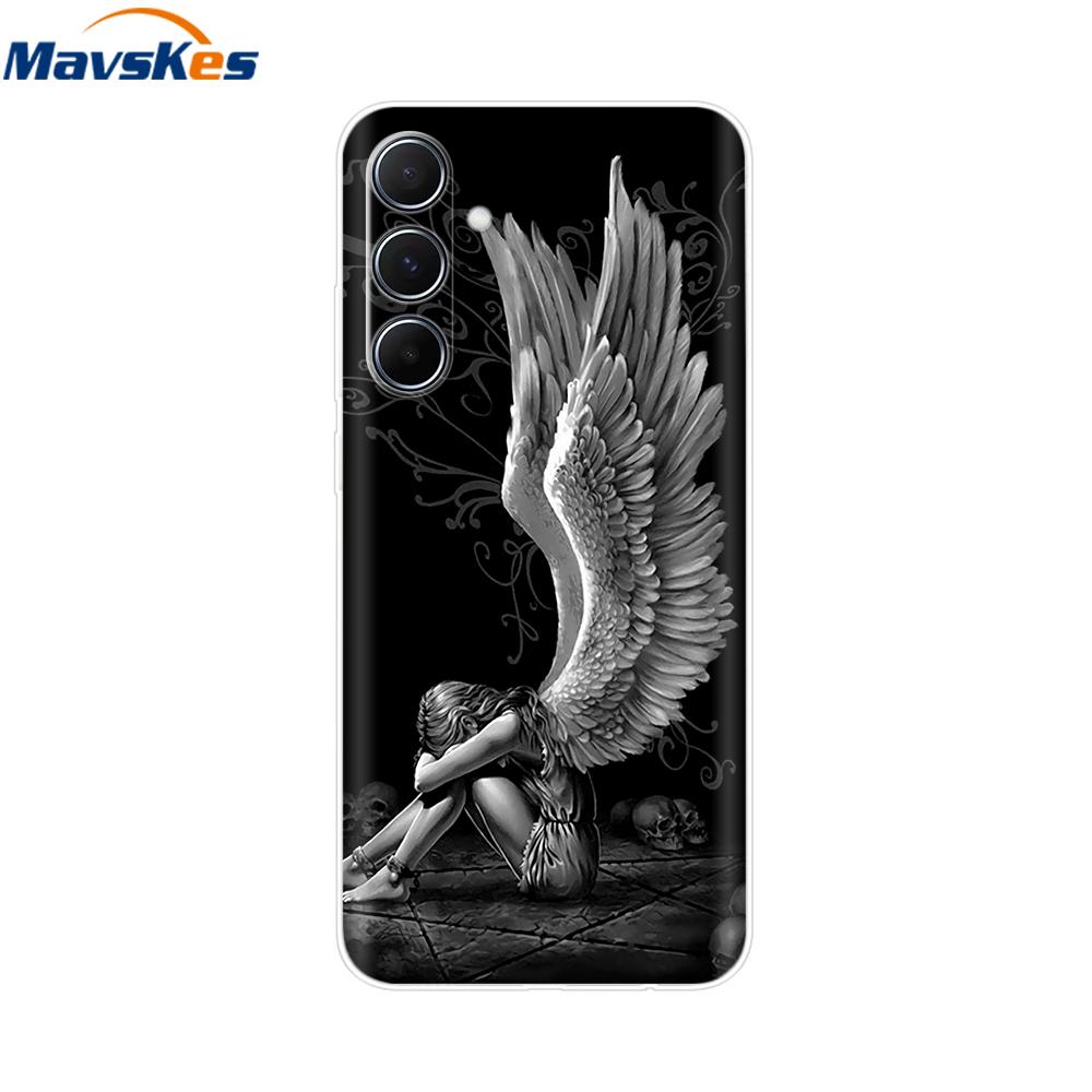 For Samsung Galaxy M35 5G Case Cute Cat Flower Painted Phone Cases For Samsung M35 Case M 35 SM-M356B Silicone Clear TPU Fundas