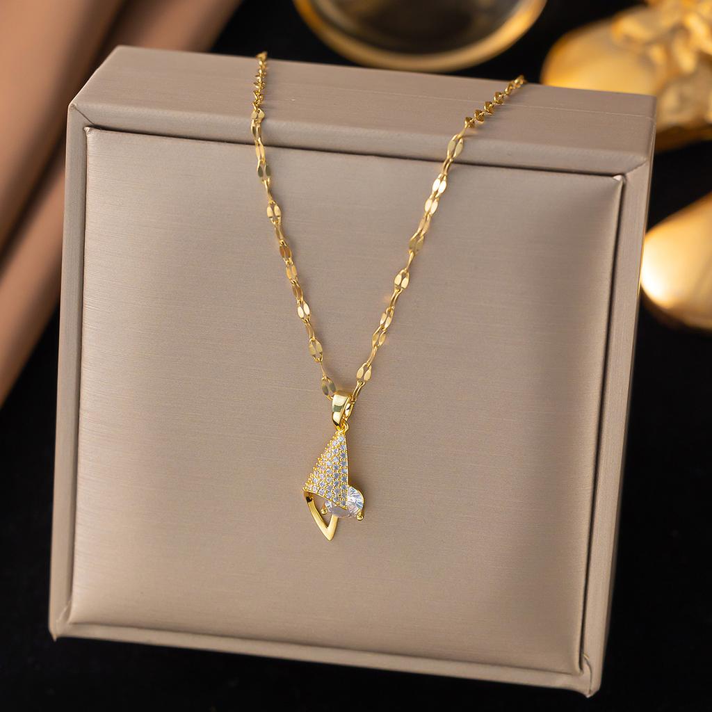 3PCS A Set of Gold-plated Stainless Steel Chains with Geometric Water Drop Designs Pcs Sexual Design Ins French-style Light Luxury Retro Neutral