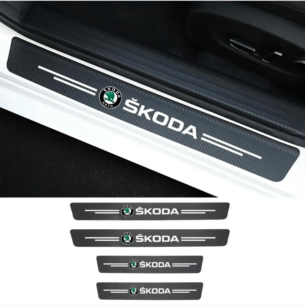 4Pc Car Threshold Protector Door Sill Cover Sticker For Skoda Superb Octavia MK2 MK3 2 3 A5 A7 Fabia VRS Karoq Kodiaq Rapid Yeti WD8