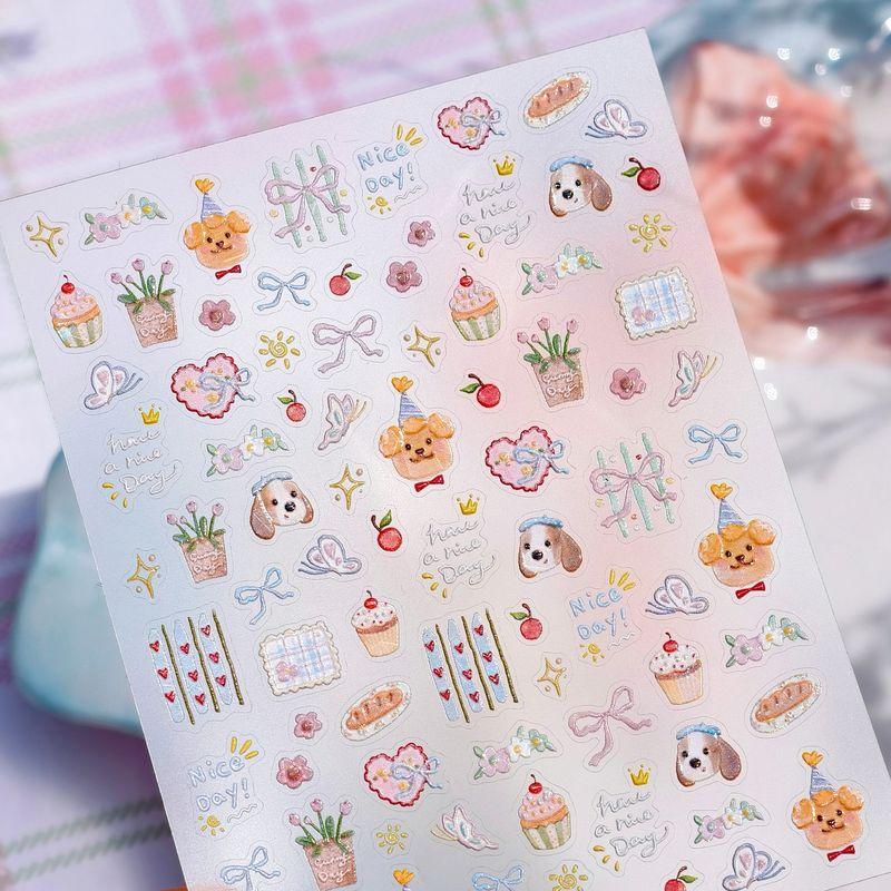 

Qiji Cute Puppy Bows Shell Light Nail Sticker Waterproof Nail Sticker Decorative Decals Ornament M1153 M1153