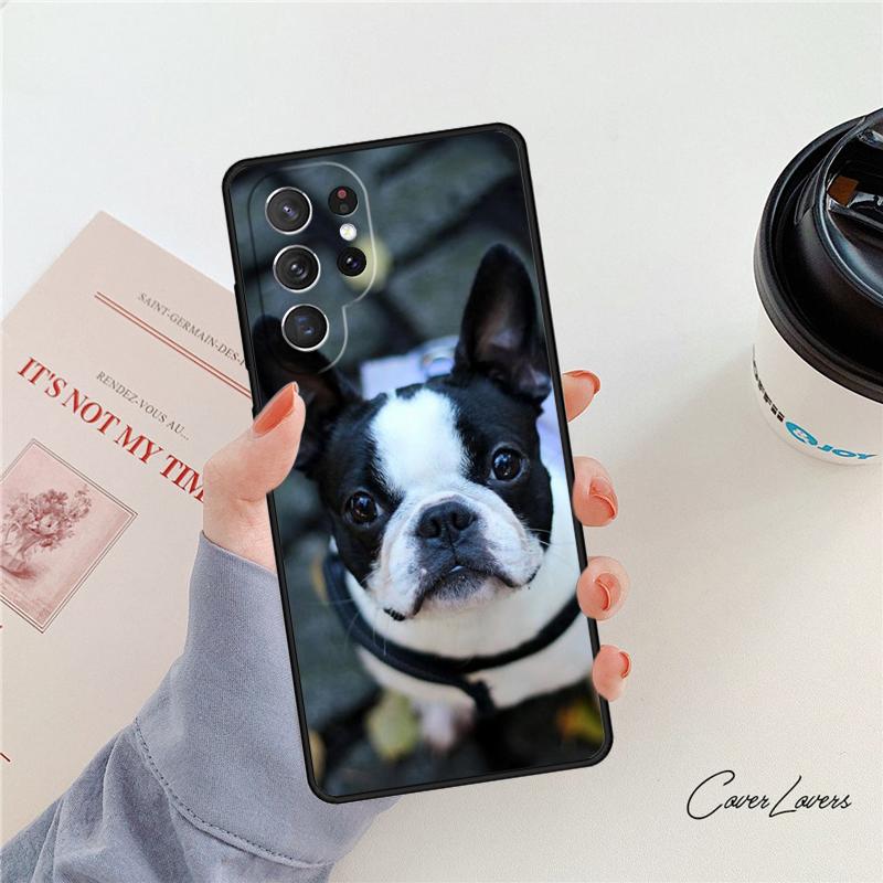 Boston Terrier Dog phone case For Samsung Galaxy S24 S25 S23 S22 Ultra Note 10 20 Plus S20 S21 FE Cover