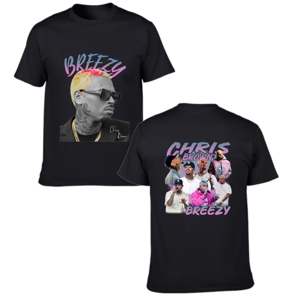 Chris Brown Breezy Music Concert Merch Fashion Short Sleeve Shirt for Women Men M