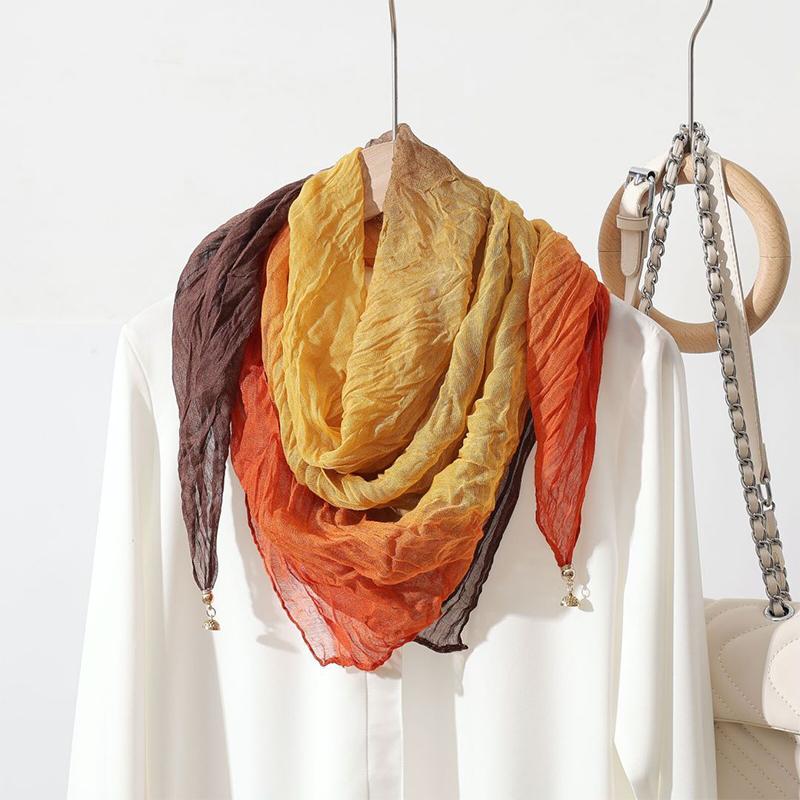Women Scarf for Women Fashion Square Scarf Bohemian With Magnetic Buckle Casual Long Pleated Outings