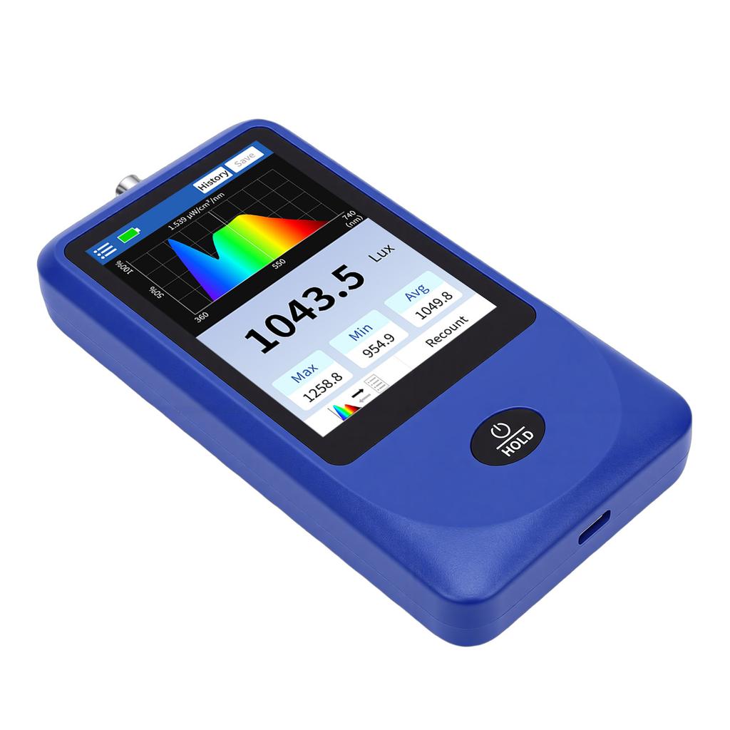 Contor Spectre Lumină Spectrometru Portabil Contor Iluminanță Spectrală Afișare Curbe Domeniu 1 Milion Lux Măsurare Culoare