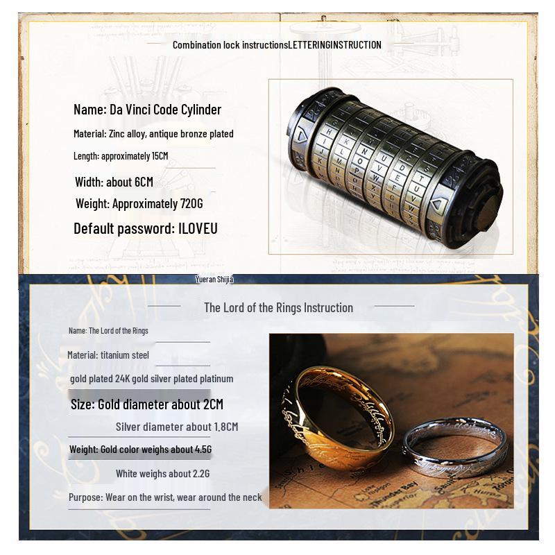 Da Vinci Code Cylinder Lock: Valentine's, Christmas, Birthday Decryption Gift