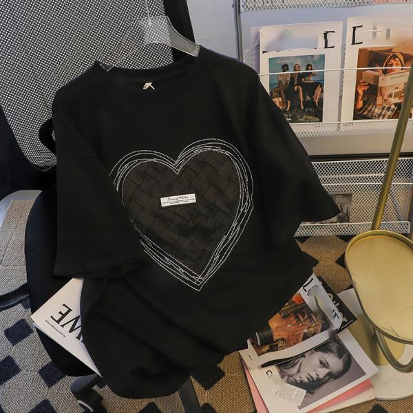 

Летние футболки Женская одежда Топы оверсайз Футболки с коротким рукавом и круглым вырезом Хлопковые повседневные футболки XXXL чёрный