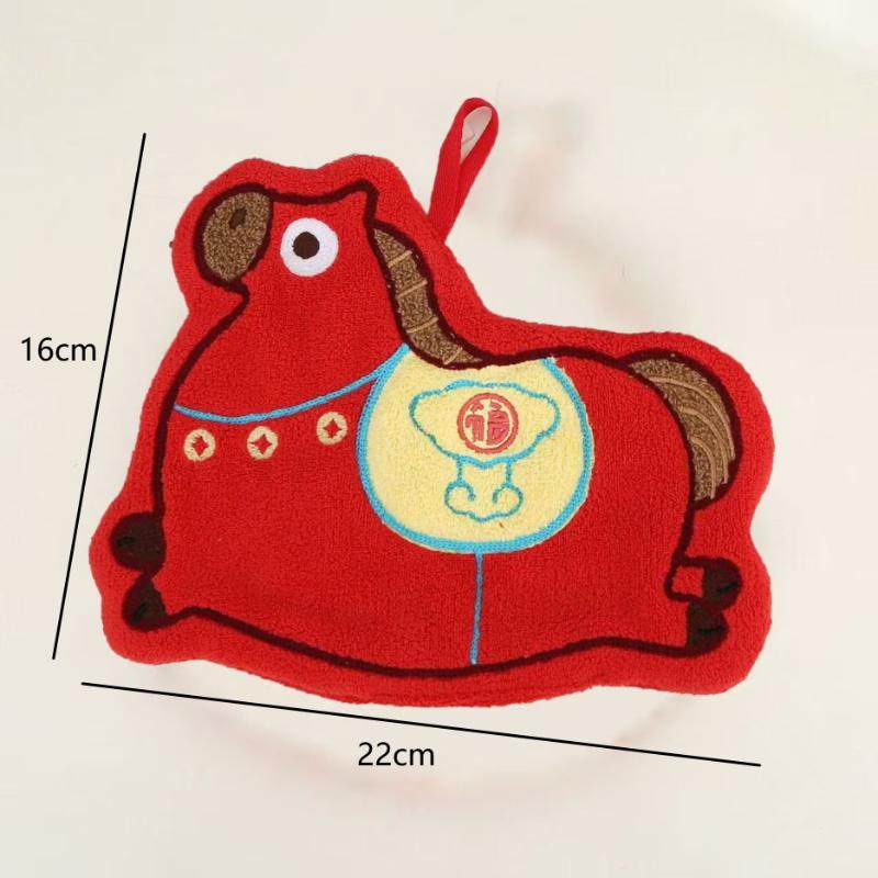 Cute Hanging Horse Hand Towel Absorbent Kitchen Bathroom Towel Soft Thick Kids Cartoon Washcloth