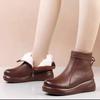 Low-heeled Muffin-soled Boots for Women's 2 Autumn and Winter New Soft Leather Fashion Boots, Winter Velvet Soft-soled Women's Shoes Are Comfortable